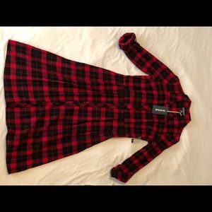 Red and black plaid ModCloth shirt dress